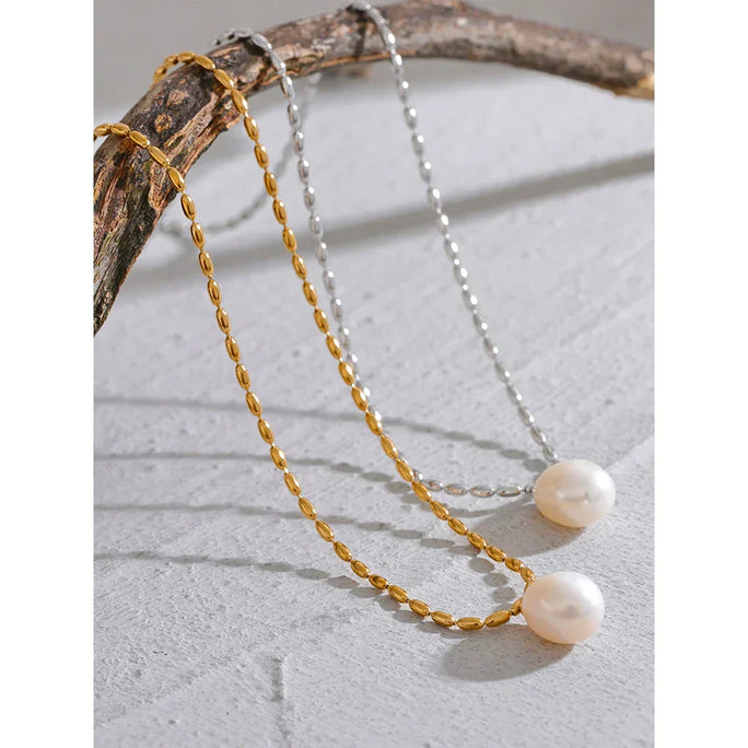 Pearl & Stainless Steel Necklace